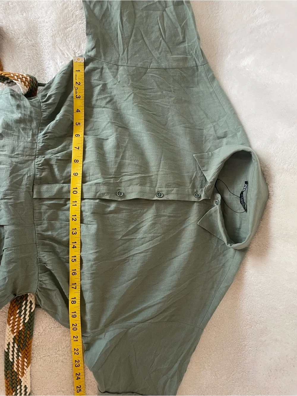 Zara women green linen shirt dress with belt